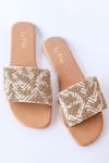 La Fiza_Gold Bead Work Aahana Embellished Sliders _Online_at_Aza_Fashions