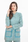 Buy_House of THL_Blue Cotton Hessain Catherine Embellished Jacket And Pant Set_Online_at_Aza_Fashions