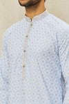 Shop_Arihant Rai Sinha_Blue Silk Art Geometric Print Kurta _Online_at_Aza_Fashions
