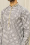 Buy_Aryavir Malhotra_Grey Handloom Cotton Printed Digital Kurta _Online_at_Aza_Fashions