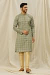 Arihant Rai Sinha_Green Handloom Cotton Printed Digital Straight Kurta _Online_at_Aza_Fashions