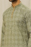 Buy_Arihant Rai Sinha_Green Handloom Cotton Printed Digital Straight Kurta _Online_at_Aza_Fashions
