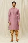 Arihant Rai Sinha_Pink Handloom Cotton Digital Print Kurta _Online_at_Aza_Fashions