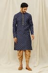 Buy Arihant Rai Sinha Blue Handloom Cotton Geometric Print Straight Kurta Online at Aza Fashions Buy_Arihant Rai Sinha_Blue Handloom Cotton Geometric Print Straight Kurta _Online_at_Aza_Fashions
