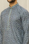 Shop_Arihant Rai Sinha_Blue Handloom Cotton Mirrors, Embroidery Bandhani Print Kurta _Online_at_Aza_Fashions