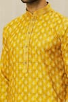 Shop_Aryavir Malhotra_Yellow Kurta  Handloom Cotton Printed Digital Set _Online_at_Aza_Fashions