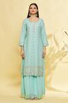 Samyukta Singhania_Green Sequin Embroidered Kurta And Flared Pant Set_Online_at_Aza_Fashions