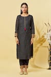 Samyukta Singhania_Black Sequin Embellished Kurta Set _Online_at_Aza_Fashions