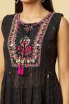 Buy_Samyukta Singhania_Black Kurta Georgette Zardosi Work Sequin And Flower Embellished Set _Online_at_Aza_Fashions