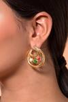 Buy_Isharya_Multi Color Green Jade Galaxy Crescent Earrings_at_Aza_Fashions
