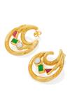Isharya_Multi Color Green Jade Galaxy Crescent Earrings_Online_at_Aza_Fashions