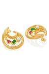 Buy_Isharya_Multi Color Green Jade Galaxy Crescent Earrings_Online_at_Aza_Fashions