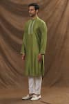 Buy_The Men's Kompany_Green Chanderi Silk Kurta _Online_at_Aza_Fashions