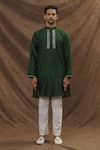 The Men's Kompany_Green Chanderi Silk Kurta  _Online_at_Aza_Fashions