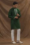 The Men's Kompany_Green Chanderi Silk Kurta  _at_Aza_Fashions