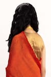 Buy_Studio Medium_Orange Handwoven Bengal Silk Waterfall Jamban Saree_Online_at_Aza_Fashions