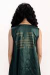 Shop_Studio Medium_Green Handwoven Bengal Silk V Neck Border Jamdani Sleeveless Kurta_at_Aza_Fashions