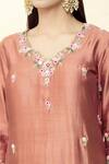 Buy_Surbhi shah_Brown Pure Spun Silk Floral Hand Embroidered Kurta Set_Online_at_Aza_Fashions