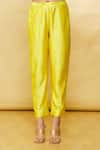 Shop_Surbhi shah_Yellow Pure Spun Silk Sequin And Threadwork Angrakha Kurta Set_Online_at_Aza_Fashions