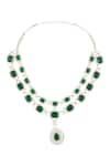 Shop_Saga Jewels_Green Stone Emerald Embellished Necklace Set _Online_at_Aza_Fashions