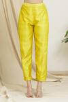 Shop_Surendri_Green Raw Silk Scallop Trimmed Jacket Pant Set_Online_at_Aza_Fashions