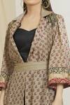 Buy_Surendri_Beige Kotadoria Woven Floral Jacket Front Open Printed With Pant Set _Online_at_Aza_Fashions