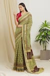 Buy_Surendri_Green Kotadoria Printed Floral Round Lace Border Saree With Blouse _at_Aza_Fashions