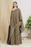 Buy_Surendri_Black Chanderi Print Kalamkari Gota Patti Embroidered Kaftan And Palazzo Pant Set _Online_at_Aza_Fashions