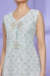 Shop_Samyukta Singhania_Blue Polyester Embroidered Floral Round Kurta Set _Online_at_Aza_Fashions