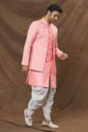 Buy_Arihant Rai Sinha_Pink Jaquard Woven Floral Layered Sherwani Set _Online_at_Aza_Fashions