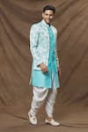 Buy_Arihant Rai Sinha_Blue Art Silk Woven Floral Layered Sherwani Set _Online_at_Aza_Fashions