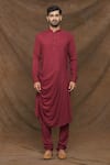 Arihant Rai Sinha_Maroon Rayon Solid Draped Kurta Set _Online_at_Aza_Fashions