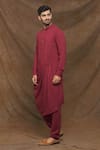 Buy_Arihant Rai Sinha_Maroon Rayon Solid Draped Kurta Set _Online_at_Aza_Fashions