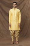 Arihant Rai Sinha_Yellow Sherwani Jacquard Woven Floral Pattern Floret Set _Online_at_Aza_Fashions