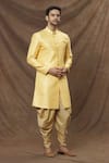 Buy_Arihant Rai Sinha_Yellow Sherwani Jacquard Woven Floral Pattern Floret Set _Online_at_Aza_Fashions