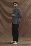 Buy_Arihant Rai Sinha_Grey Jacquard, Terrycloth Sequins Work Bandhgala Set_Online_at_Aza_Fashions