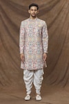 Arihant Rai Sinha_Multi Color Sherwani Rayon Embroidered Sequins Abstract Pattern Set_Online_at_Aza_Fashions