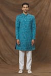 Arihant Rai Sinha_Multi Color Sherwani Jacquard Floral Patterns Set _Online_at_Aza_Fashions