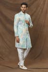 Buy_Arihant Rai Sinha_Multi Color Sherwani Satin Suede Printed Paisley Patterns Set _Online_at_Aza_Fashions