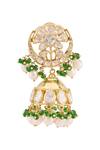 Ivorine_Gold Plated Diamonds, Pearls Stone Embellished Jhumkas _at_Aza_Fashions
