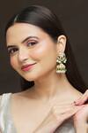 Buy_Ivorine_Gold Plated Diamonds, Pearls Stone Embellished Jhumkas _Online_at_Aza_Fashions