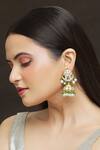 Shop_Ivorine_Gold Plated Diamonds, Pearls Stone Embellished Jhumkas _Online_at_Aza_Fashions