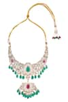 Shop_Ivorine_Gold Plated Embellished Polki Necklace Set _Online_at_Aza_Fashions