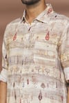 Linen Bloom_Multi Color 100% Linen Printed Landscape Shirt _at_Aza_Fashions