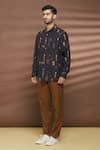 Buy_Linen Bloom_Multi Color 100% Linen Striped Strokes Print Metallic Shirt _Online_at_Aza_Fashions