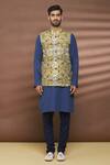 Linen Bloom_Multi Color 100% Linen Diamond Print Bundi _Online_at_Aza_Fashions