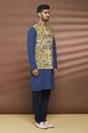 Buy_Linen Bloom_Multi Color 100% Linen Diamond Print Bundi _Online_at_Aza_Fashions