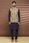 Linen Bloom_Multi Color 100% Linen New Aztec Print Bundi _Online_at_Aza_Fashions