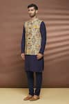 Buy_Linen Bloom_Multi Color 100% Linen New Aztec Print Bundi _Online_at_Aza_Fashions
