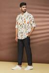 Shop_Linen Bloom_Multi Color 100% Linen Savanah Print Shirt _Online_at_Aza_Fashions